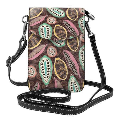 Sac bandoulière cabosse de cacao pour femme en cuir PU avec porte-cartes