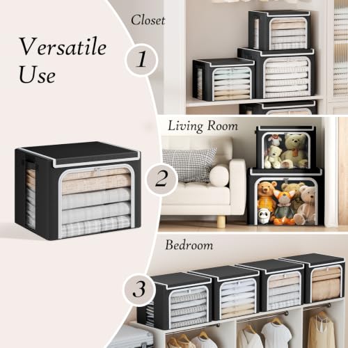 Image of Yecaye Clothes Storage Bins with Metal Frame, Foldable Organizer Box, 40L