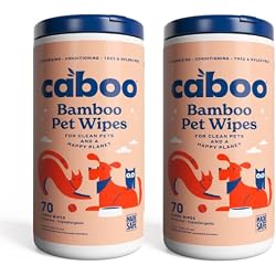 Caboo Tree Free Pet Wipes for Dogs & Cats, 70 Wipes Per Pack, 140 Total | Made with Bamboo Viscose, Deodorizing & Unscented, XL Size 7.9x6.7