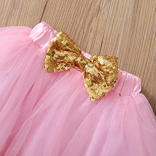 Grnshts Newborn Baby Girls Skirt Set Infant Grandma's Princess Romper Bodysuit Tutu Skirt Headband Outfit Clothes (Pink, 3-6 Months) #TOP5
