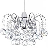Klass Home Acrylic Crystal Faceted Oriel Light Shade | Crystal Chandelier | Ceiling Light Shade | Lamp Shade | Chandeliers Ceiling Light | Chrome Finish Pendant Light Shade for Living Room Bedroom