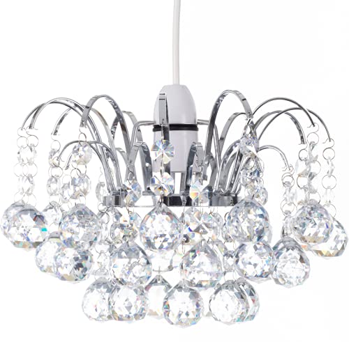 Klass Home K9 Crystal Faceted Oriel Light Shade | Crystal Chandelier | Ceiling Light Shade | Lamp Shade | Chandeliers Ceiling Light | Chrome Finish Pendant Light Shade for Living Room Bedroom Kitchen