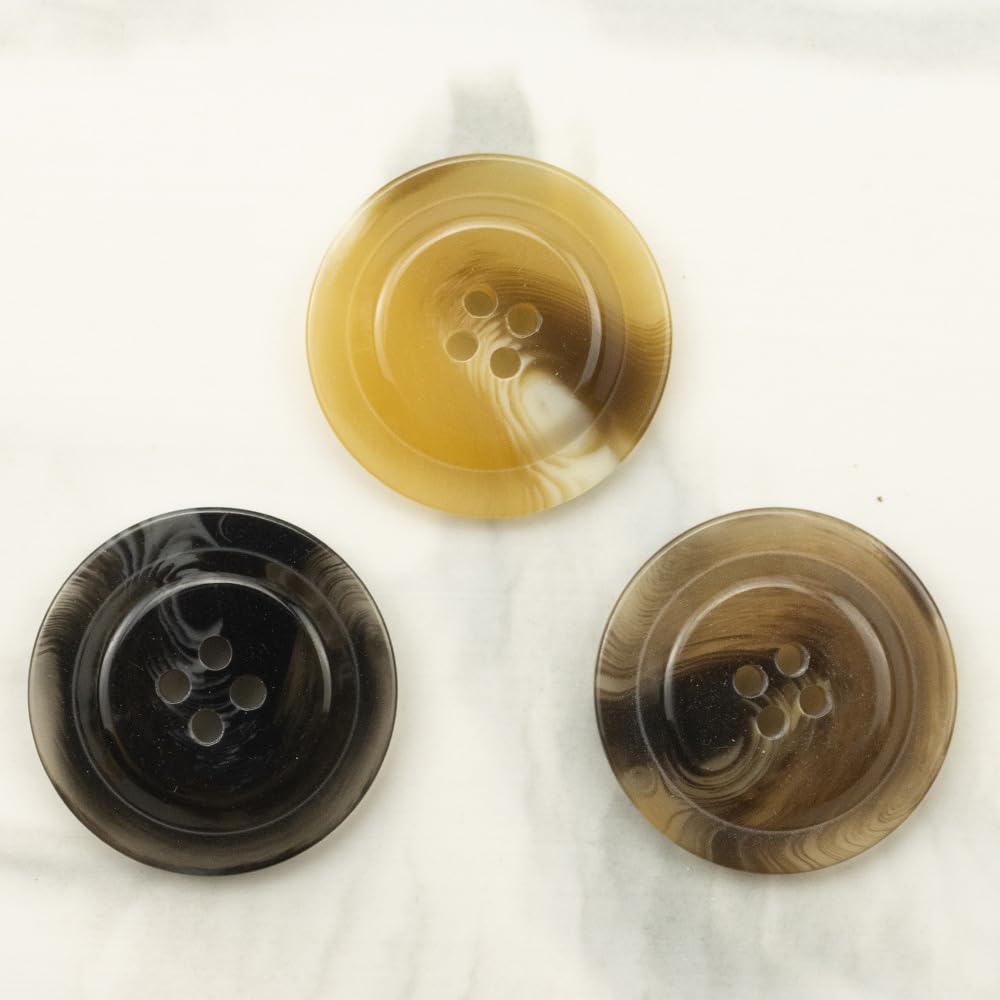 ZOAPDEBCEBoutons de bricolage, 20 pièces 15-30MM jaune clair 4 trous boutons de costume boutons de couture en résine for vêtements pardessus boutons artisanaux grands boutons ronds plats(Chocolate Col
