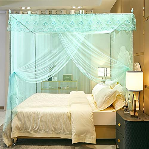 Dosel de cama de encaje verde para crear un oasis de descanso en su dormitorio doble de matrimonio
