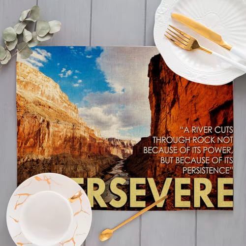 Lot de 4 sets de table en lin grand format 40x28.5cm avec message anglais