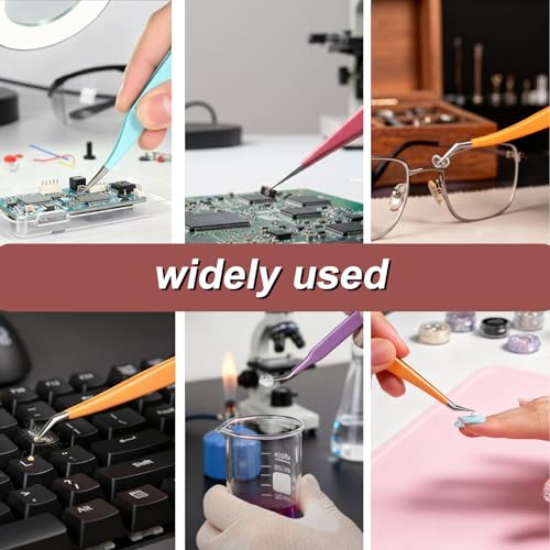 5pcs Eyelash Extension Tweezers High Precision,Straight and Curved Volume Lash Tweezers for Extensions,lash tweezers for eyelash extensions, Crafting, Girls Women Beginners
