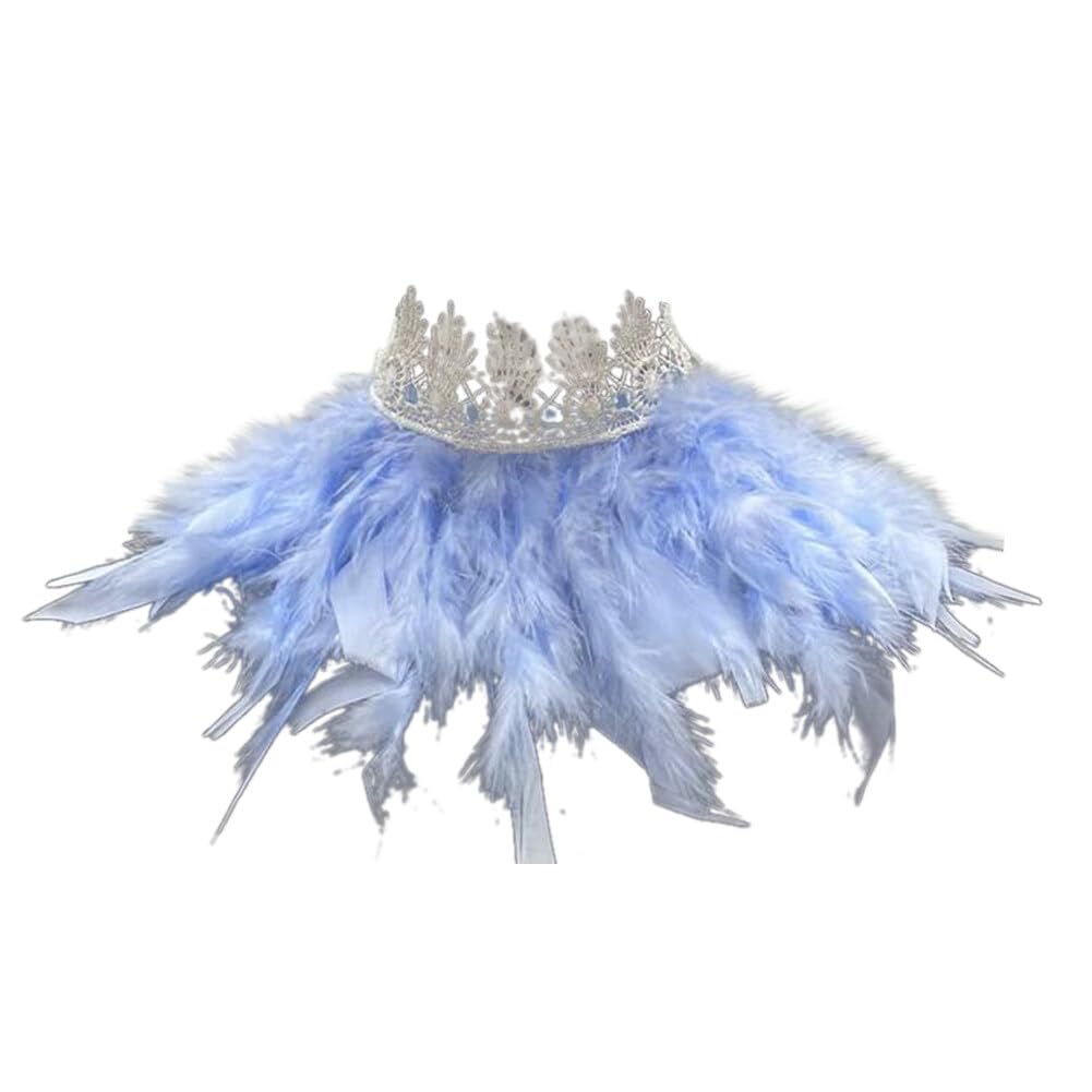 Uposao Feather Collar Shawl Feather Choker Cloak Natural Feather Collar Props For Cosplay Party Performance Model Walk Halloween Ball Feather Collar Shawl Props