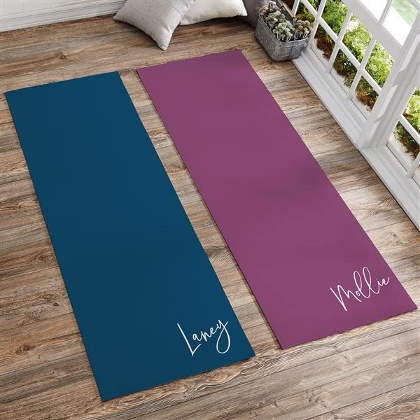 Personalization Universe Trendy Script Personalized Yoga Mat - Non-Slip, Thick, Workout & Pilates Mat with Name, Portable & Easy to Clean, Perfect for Kids & Travel - 68
