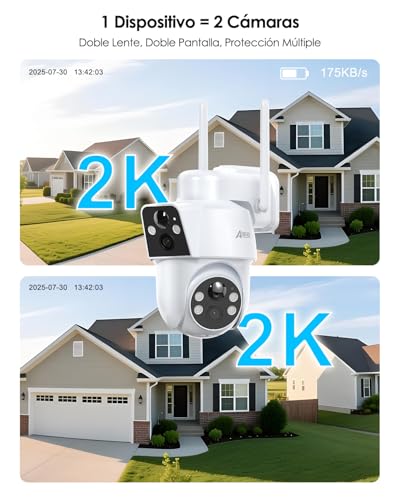 ANRAN 2 En 1 Doble Lente 360°/180° PTZ Cámara de Seguridad Solar, Cámara de CCTV de 3MP Wi-Fi Inalámbrico al Aire Libre con Visión Nocturna en Color, Detección de Movimiento PIR, Audio Bidireccional - imagen 4