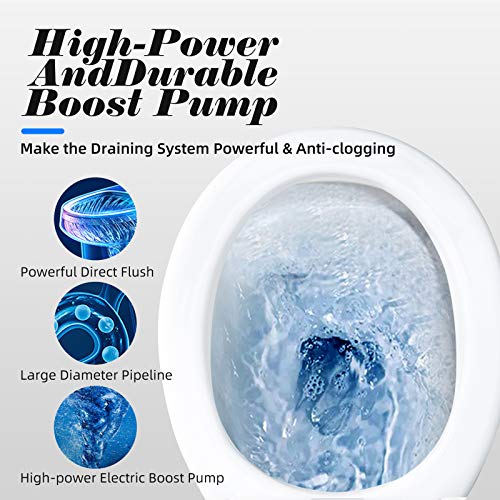 Superflo Upflush Toilet With 600W Upward Ry Macerator White Silent & 3 Sec Flushing Toilet Pump For Basement Max Pumping To V32.8 & H263 Feet #TOP4