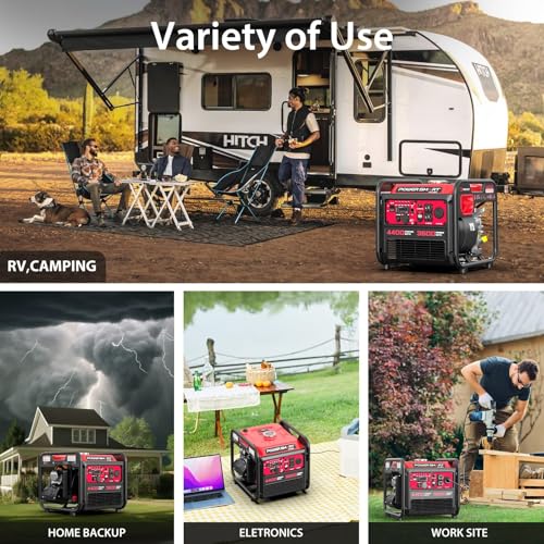 Image of PowerSmart 4400W Open Frame Inverter Generator, Gas Powered, CO-Sensor, Lightweight & Quiet for Home Use and Emergency Backup, Camping, EPA Compliant