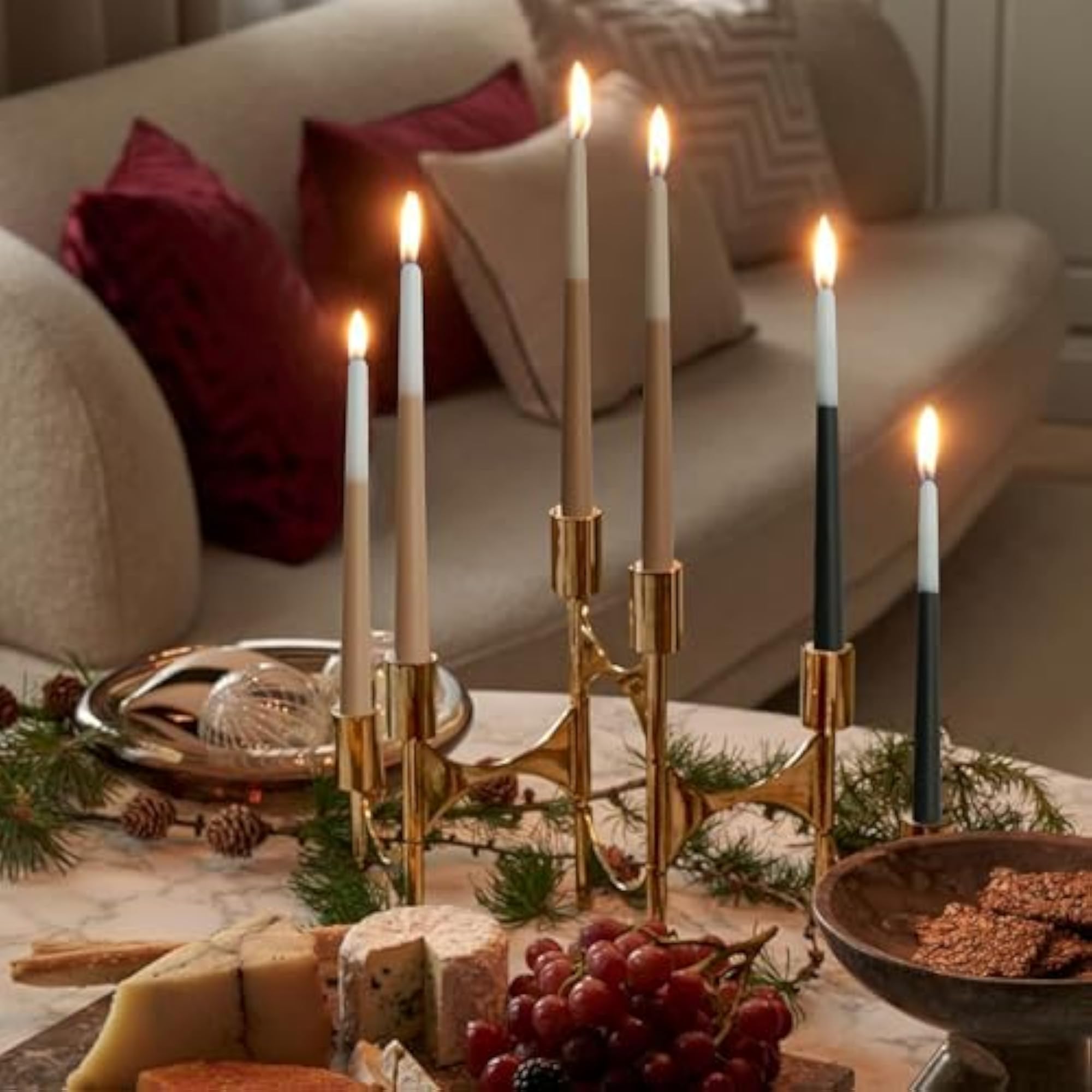 Set of 6 Gradient Colored Taper Candles, Smokeless
