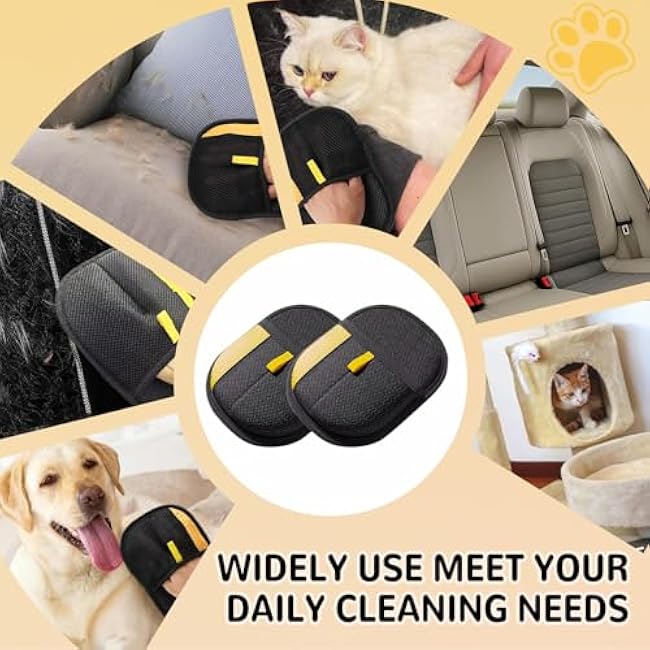 Pet Hair Removal Gloves for Cats & Dogs, Reusable & Washable Electrostatic Pet Hair Remover Gloves Tool, The Magic Brush Pet Hair Remover for Laundry, Couch, Furniture, Carpet, Car Seat Surface (2pcs)-YVXnV8nW
