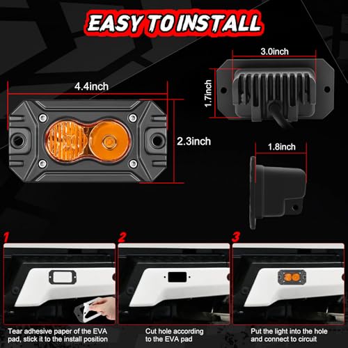 Image of Flush Mount Pod Lights Amber Off Road Fog Driving Lights 4 inch