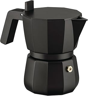 Alessi Moka DC06/3 B Design Espresso Maker with Handle and Knob in PA 3 Cups Black