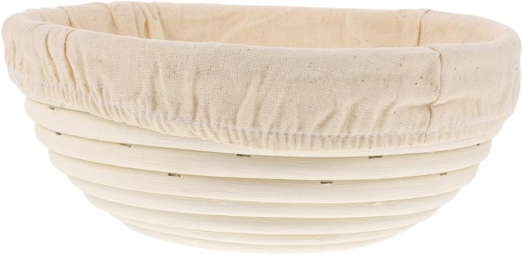 Bread Proofing Basket with Liner round Rattan Dough Baking Basket 23x9cm Natural Woven Bread Baking Tool and Artisan Sourdough