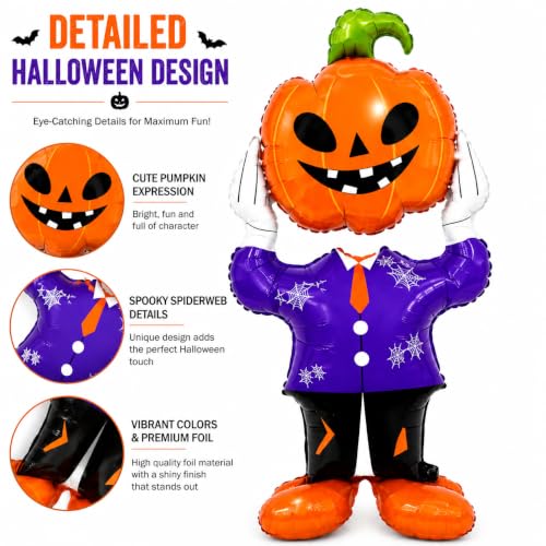 Image of AMFIN Halloween Pumpkin Head Character Foil Balloon Decoration