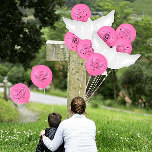 Image of 35PCS Memorial Balloons and 4PCS White Dove Balloons to Release in Sky Memorial Balloon for Release Happy Heavenly Balloon for Condolence, Funeral, Anniversary, Remembrance Services