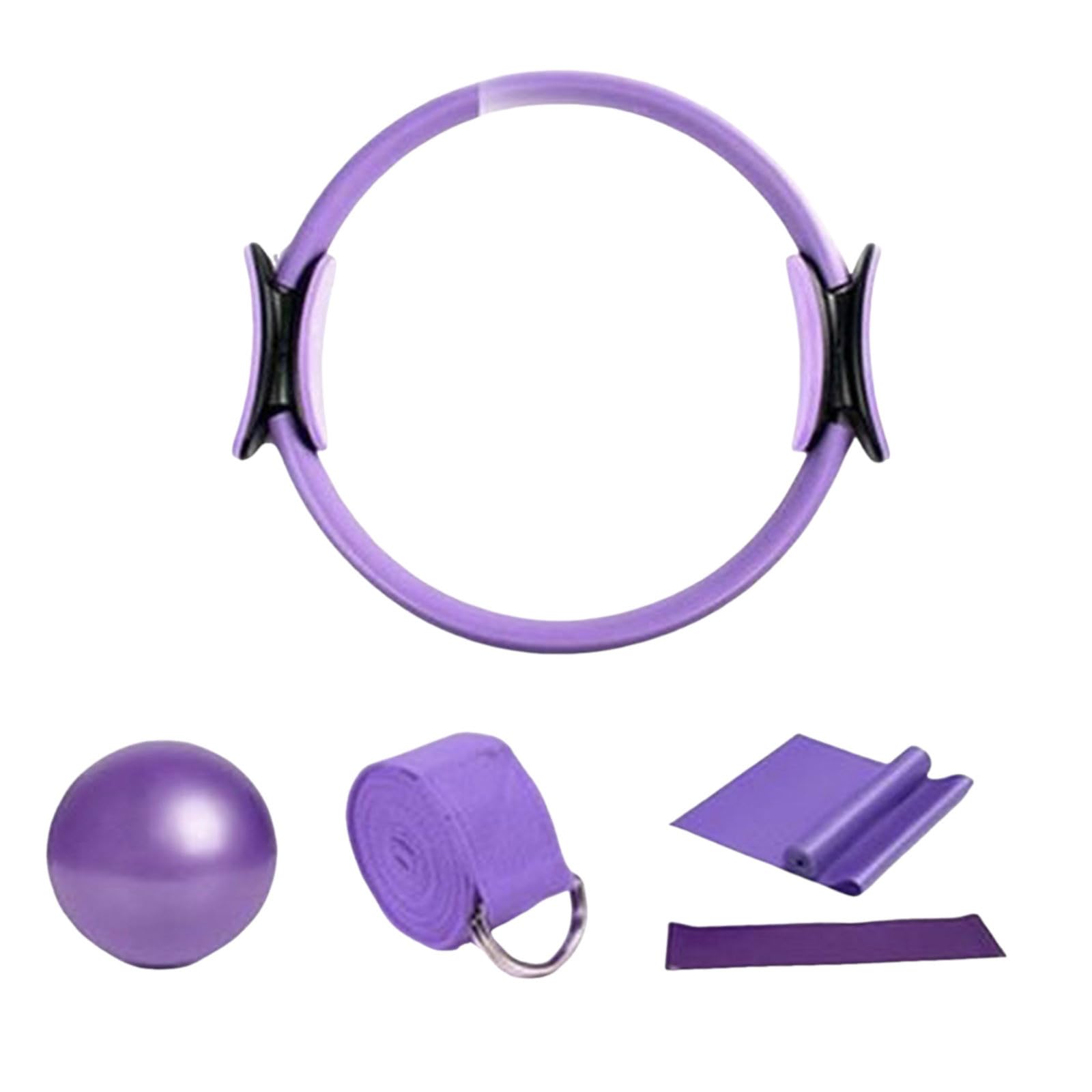 Pilates Ring and Ball Set, 15 Inch Durable 5 Pack Pilates Ring with Mini Ball,Yoga Strap,Resistance Bands,Magic Circle,Pilates Circle Ring Equipment for Toning Core,Arms,Inner Thighs,Legs