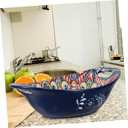 Bol céramique double oreilles salade dessert vaisselle buffet résistant