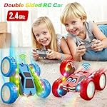 WayEee Remote Control Car, 360° Flips RC Stunt Car with LED Lights Strips, Type-C Charge Modular Battery, 2.4 GHZ Double Sided High Speed RC Cars for Boys Age 8-12 Girls 3+ Kids Toys Birthday Gifts - Image 4