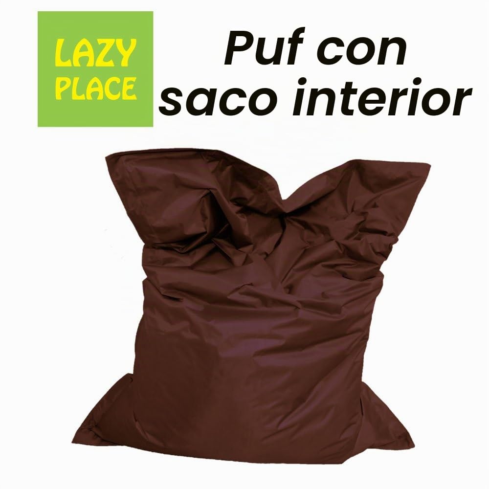 Puf XXL para exterior e interior, lavable, impermeable, con saco interior, color marrón