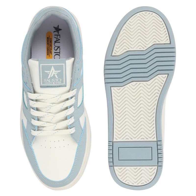 Image of FAUSTO Women Colorblocked Low Top Casual Shoes | Classic Lace-up Dress Sneakers | Memory Cushioned Insole
