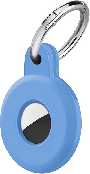 Ainiv Protective Case for AirTag, 1PC Thick Silicone Keyring Case Compatible with Apple Airtag, Durable Protective Holder Cover with Anti-Lost Key Ring, Pet Collar Locator Tracker Cover - 1