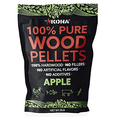Kona 100% Apple Wood Pellets - Concentrated, Pure, Old Growth Hardwood Grilling Pellets - for BBQ, Smoker Tubes, Grills - 8 lbs 100% Apple