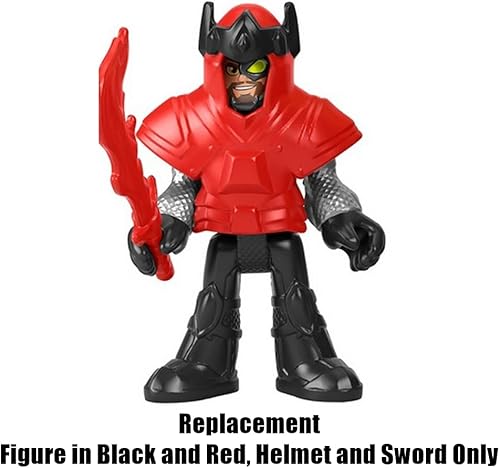 Miniatura 2 de Piezas de repuesto para Fisher-Price Imaginext Royal Crusader's Dragon Playset - HCG50 Figura de repuesto en negro y rojo, casco y espada