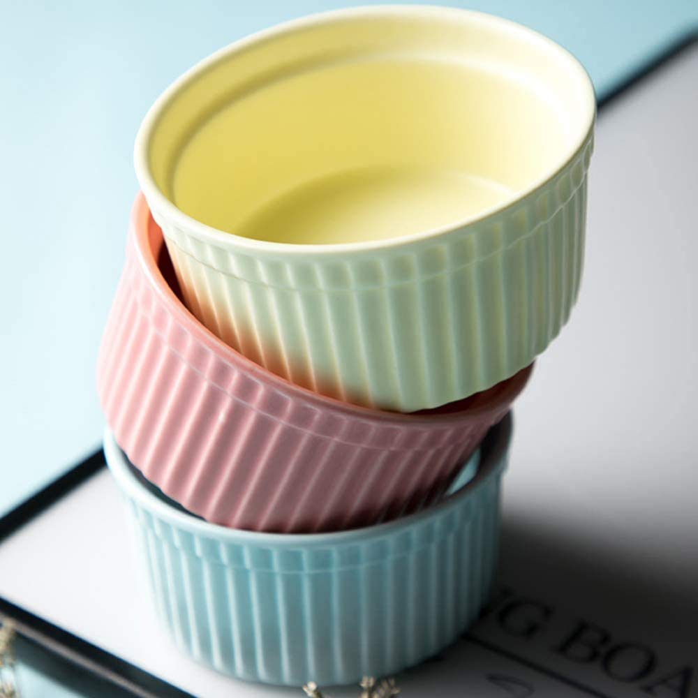 Lot de 5 ramequins en porcelaine pour pâtisserie, mini cocotte avec couvercle, plat de cuisson, bol à pudding, bol à dessert, 5 pièces