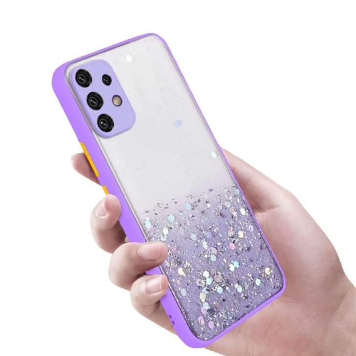 Image of VONZEE Case Compatible with Samsung Galaxy A23 5G /4G, Non Moving Glitter Cover for Girls & Women Soft TPU Shockproof Anti Scratch Drop Protection Cover (Purple)