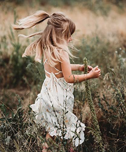 Toddler Vintage Floral Girls Dress Twirly Dresses Swallowtail Dress,White 4-5Y #TOP5