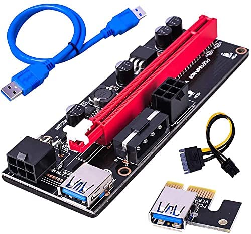 Etzin PCIe Riser VER 009S 16x to 1x Powered Riser Adapter Card w/ USB 3.0 Extension Cable & 6-Pin PCI-E to SATA Power Cable | Bitcoin | Ethereum Mining-(EPl-737PC-01) (B09MS38LM2) Amazon Price History, Amazon Price Tracker