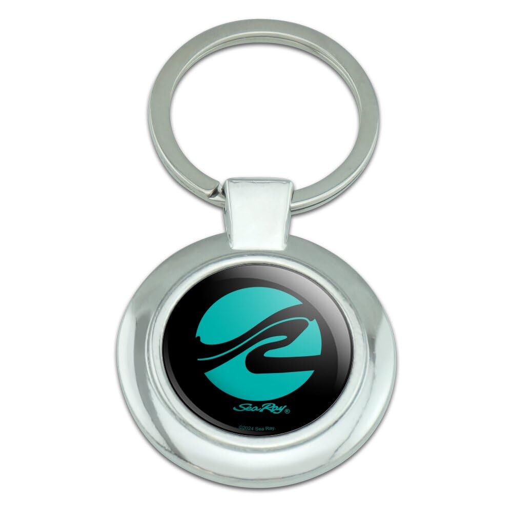 GRAPHICS & MORE SeaRay Wave Circle Keychain Classy Round Chrome Plated Metal