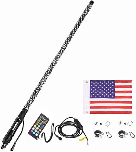 Addsafety 3Ft Rf Remote Control Led Whips Light With Dacning/Chasing Light With Hookup And American Flag For Off- Road Vehicle Atv Utv Rzr Jeep Trucks Dunes #TOP5