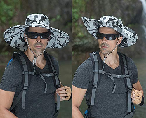Image of HUAMULAN Wide Brim Sun Hats Men and Women Bucket Safari Fishing Hat for Hiking Garden Lawn Work Camping Outdoor