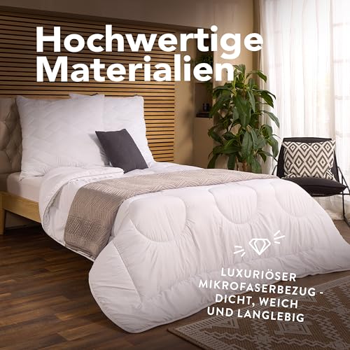 John Cotton Night Cloud Bettdecke 155x220 - Premium Klasse Steppdecke für Allergiker | Oeko-Test Zertifiziert Bettdecken | Weiche Microfaser Ganzjahresdecke - Atmungsaktive Schlafdecke | 155 220