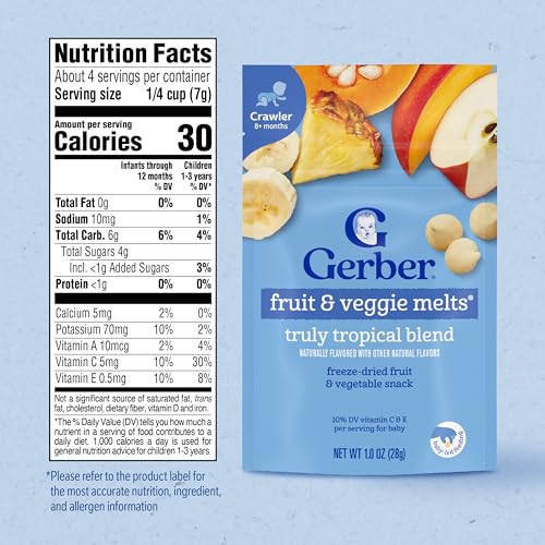Image of Gerber Stage 3 Truly Tropical Fruit and Veggie Melts, 1 Oz, 7 Pack
