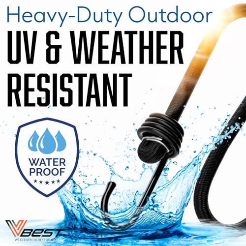 Image of Long Bungee Cords with Hooks - 6Pc 60 Inch Heavy Duty Outdoor Bungees
