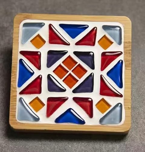 ORTISO 2 Pack Mosaic Kits for Adults, Crystal Glass Mosaic Tiles with Wooden Coaster DIY Craft Kit for Coaster Handmade Decor Gifts