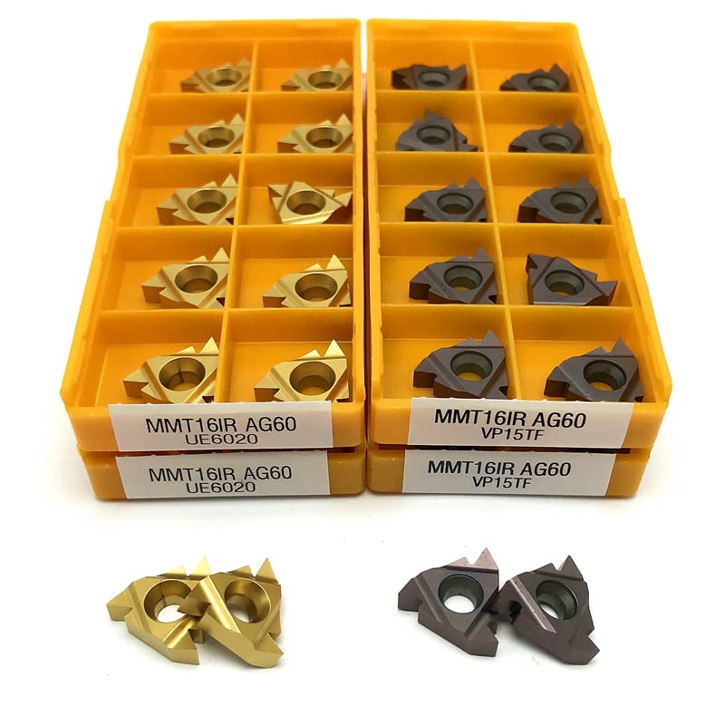 MMT16ER AG60 VP15TF Carbide Inserts Thread Turning Tool Cutting Tool Lathe Tool CNC Tool 16ERAG60 Thread Inserts Turning Insert(MMT16ER AG60 UE6020,100PCS (10 Box))