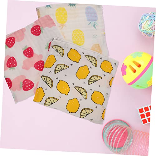 Wakauto 3Pcs Cotton Washcloths Muslin Burp Cloths for Newborns Soft Face Towels with Cute Patterns for Showers and Special Occasions3