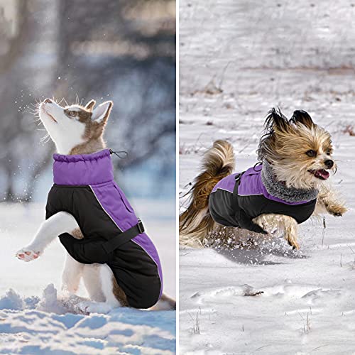 Bonaweite Dog Winter Jacket For Cold Weather, Waterproof Reflective Dog Fleece Jackets Warm Padded Vest Coat With Harness Hole, Outdoor Clothes With Fur Collar For Puppy Small Medium Large And Dogs #TOP5