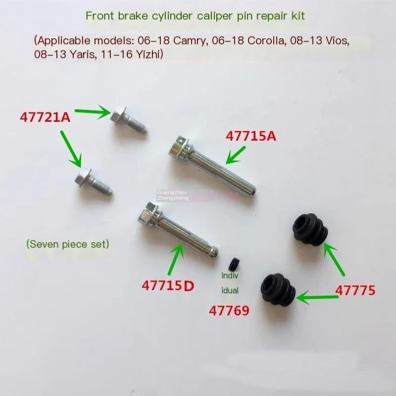zacisków hamulcowych Pasuje do Toyota Yaris Vois 08-13 Przedni cylinder hamulcowy zacisk śruba sworzeń gumowa tuleja pyłoszczelna mankietów prowadnicy(47775 2pcs)
