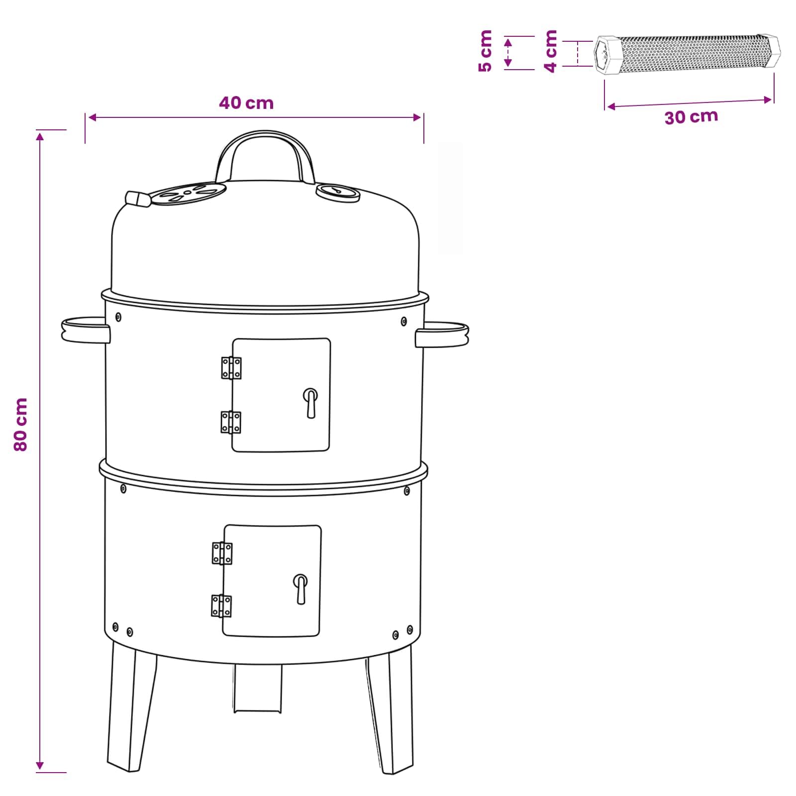 Parrilla Portátil Leña Ø 40 x 80 cm Acero Negro