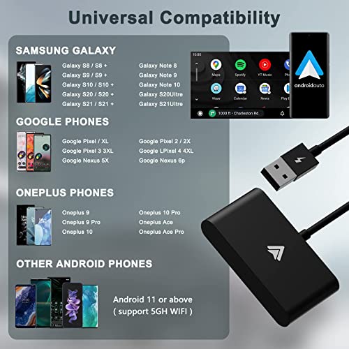 MASAYA Adaptador automotivo sem fio Android para carro, Android Auto, adaptador automotivo sem fio,