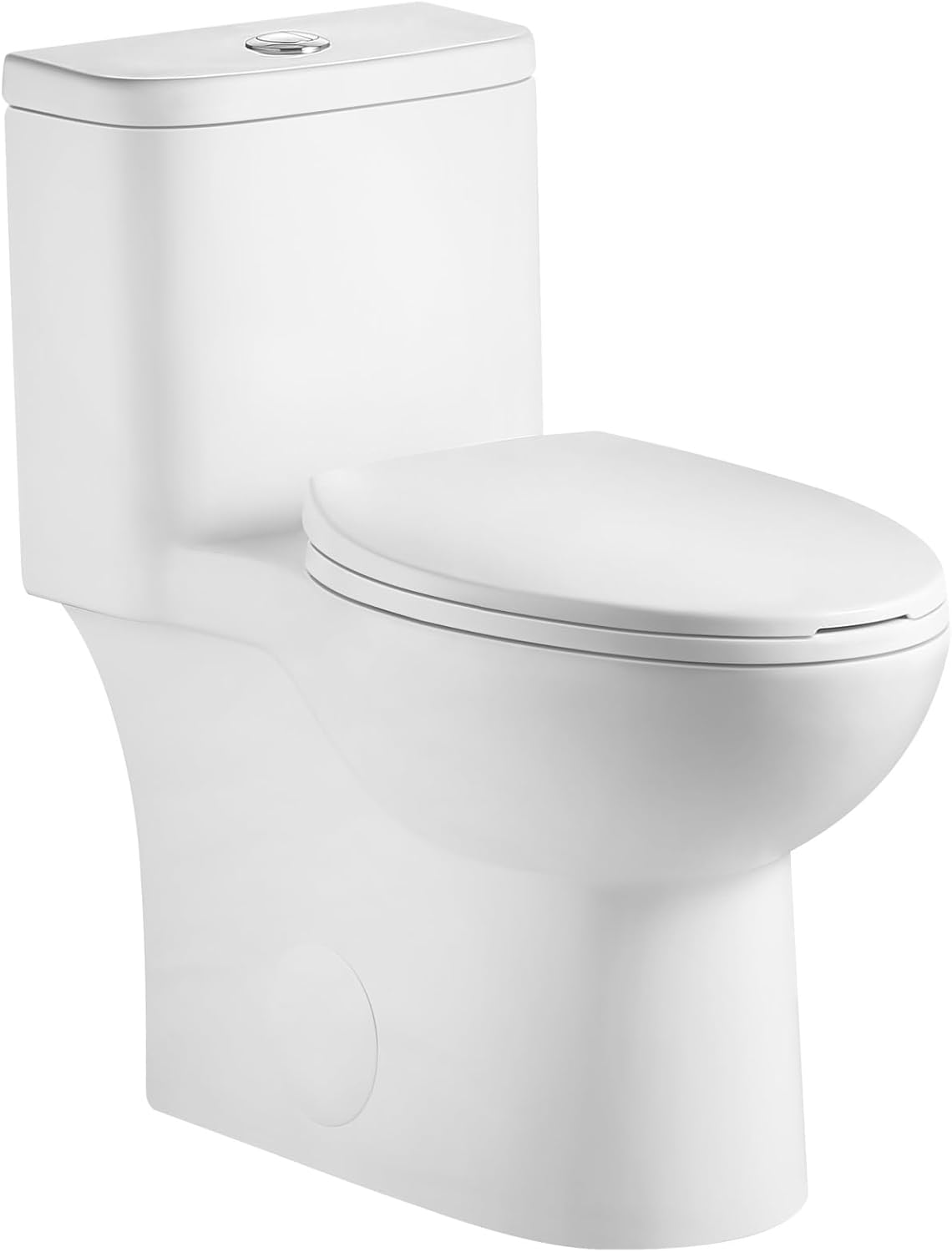 ADA Height 17" One-Piece Toilet, 1.1/1.6 GPF Dual Flush Rimless Tornado Flush, Soft Closing Seat, 12" Rough-in Siphonic Toilet, WaterSense Certified Gloss White GW-006