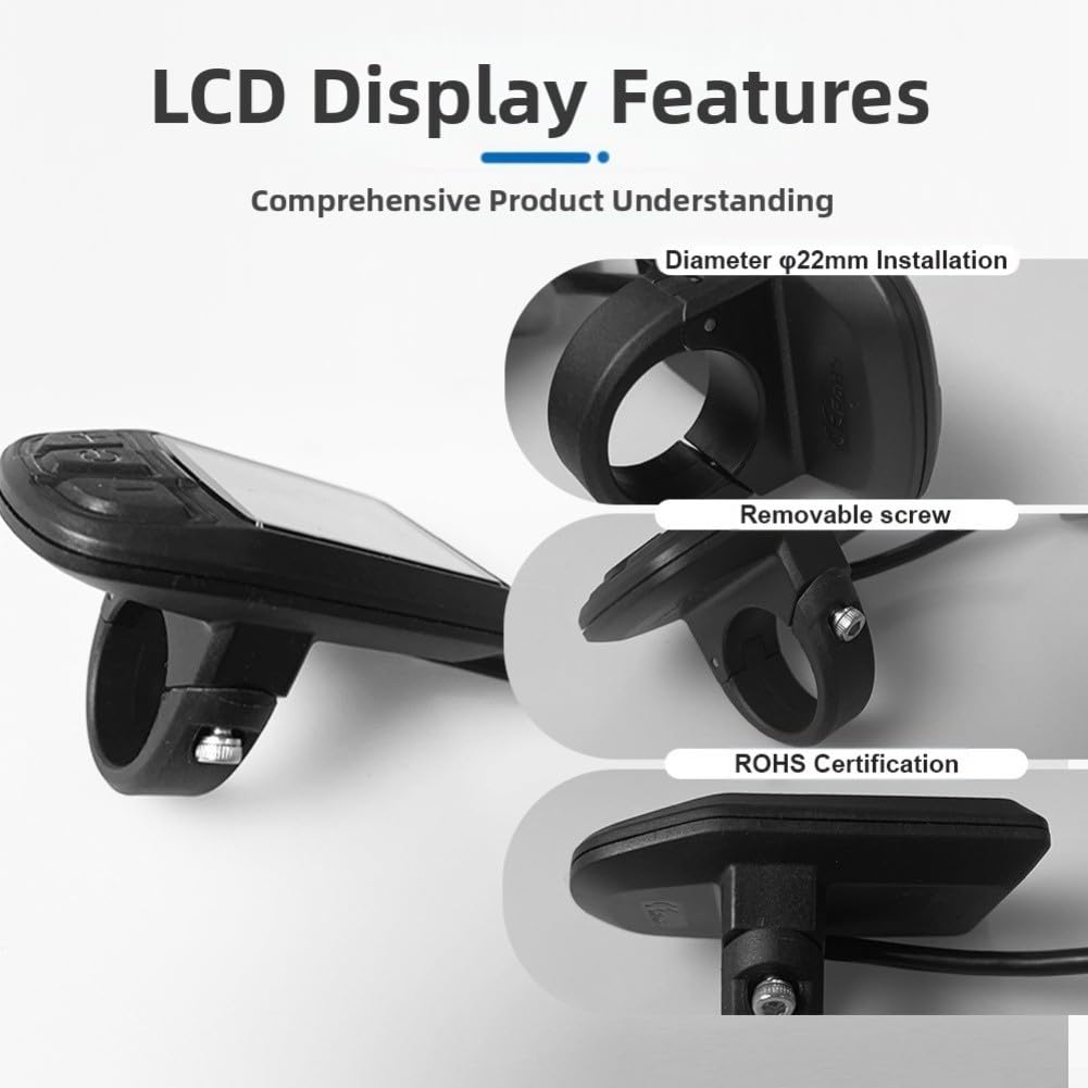 Display a colori per bici elettrica con connettore impermeabile a 5 pin progettato per protocollo OMD NO.2 e sistemi Ebike a tensione multipla 24V-52V