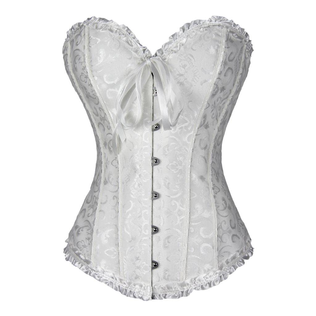 Worldcare® Women's Lace Up Boned Overbust Cincher Corset Bustier Lingerie Body Shaper White L Clothing, Shoes & Accessories | Womens Clothing | Intimates & Sleep | Corsets & Bustiers-image-18